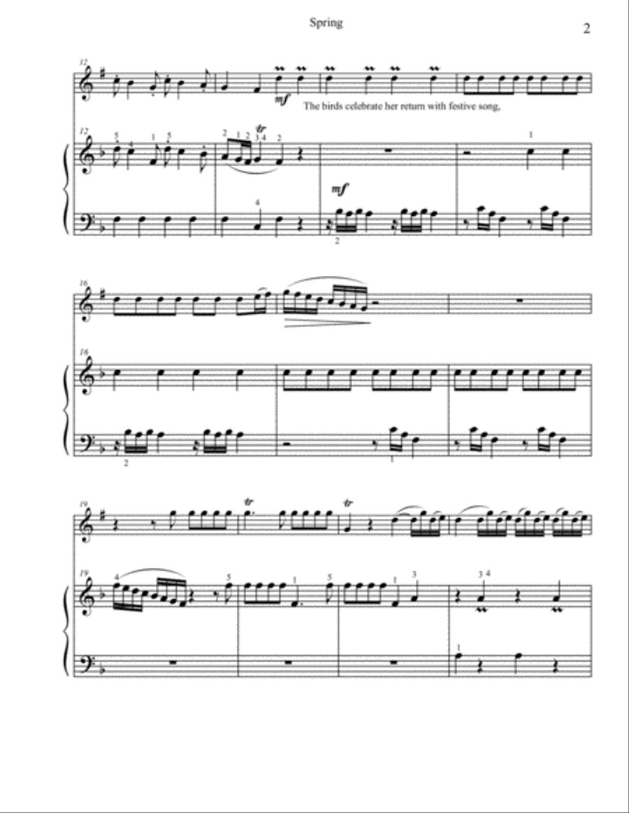 Classical Duets for Clarinet & Piano: 4 Selections from Vivaldi's Four Seasons Woodwind Duet scores gallery preview page 2