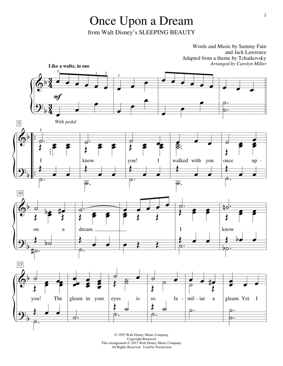 Once Upon A Dream (arr. Carolyn Miller) Piano Method scores gallery preview page 1