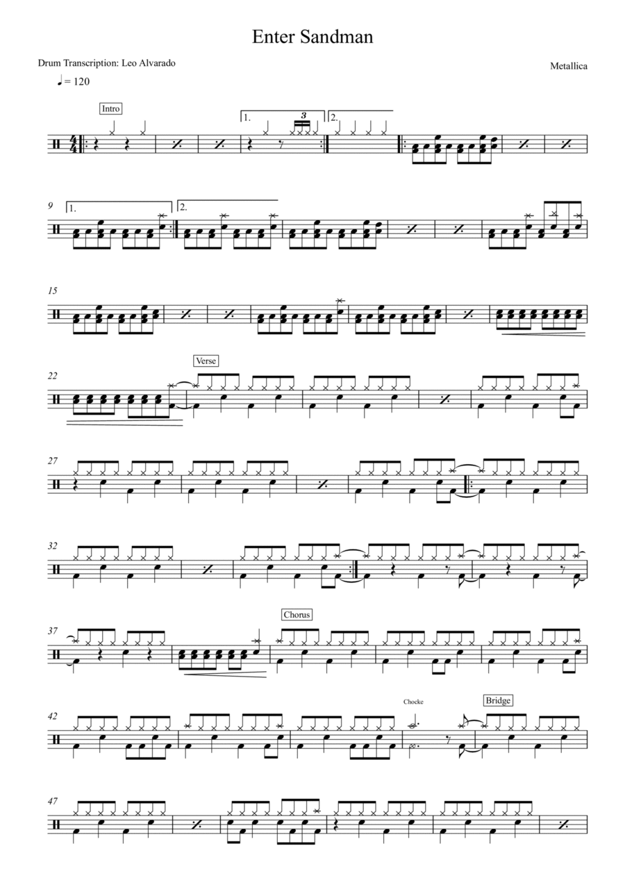 Enter Sandman Drum Set scores gallery preview page 1