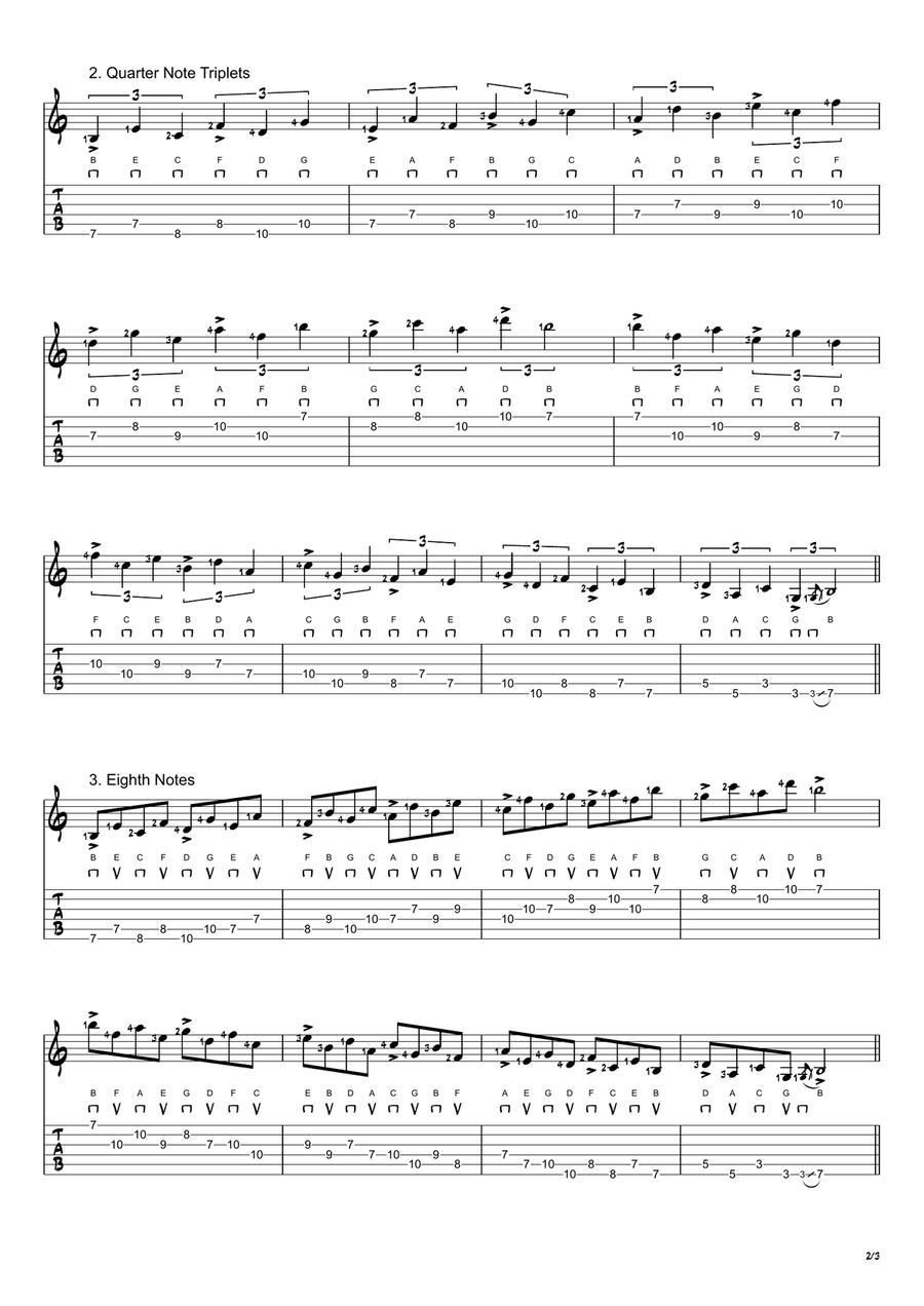 B Locrian Mode Exercises - Ascending and Descending in 4ths Acoustic Guitar scores gallery preview page 2