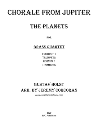 Book cover for Chorale from Jupiter for Brass Quartet