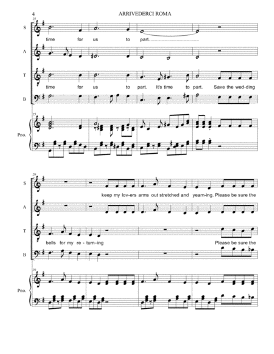 Arrivederci Roma (goodbye To Rome) 4-Part scores gallery preview page 4