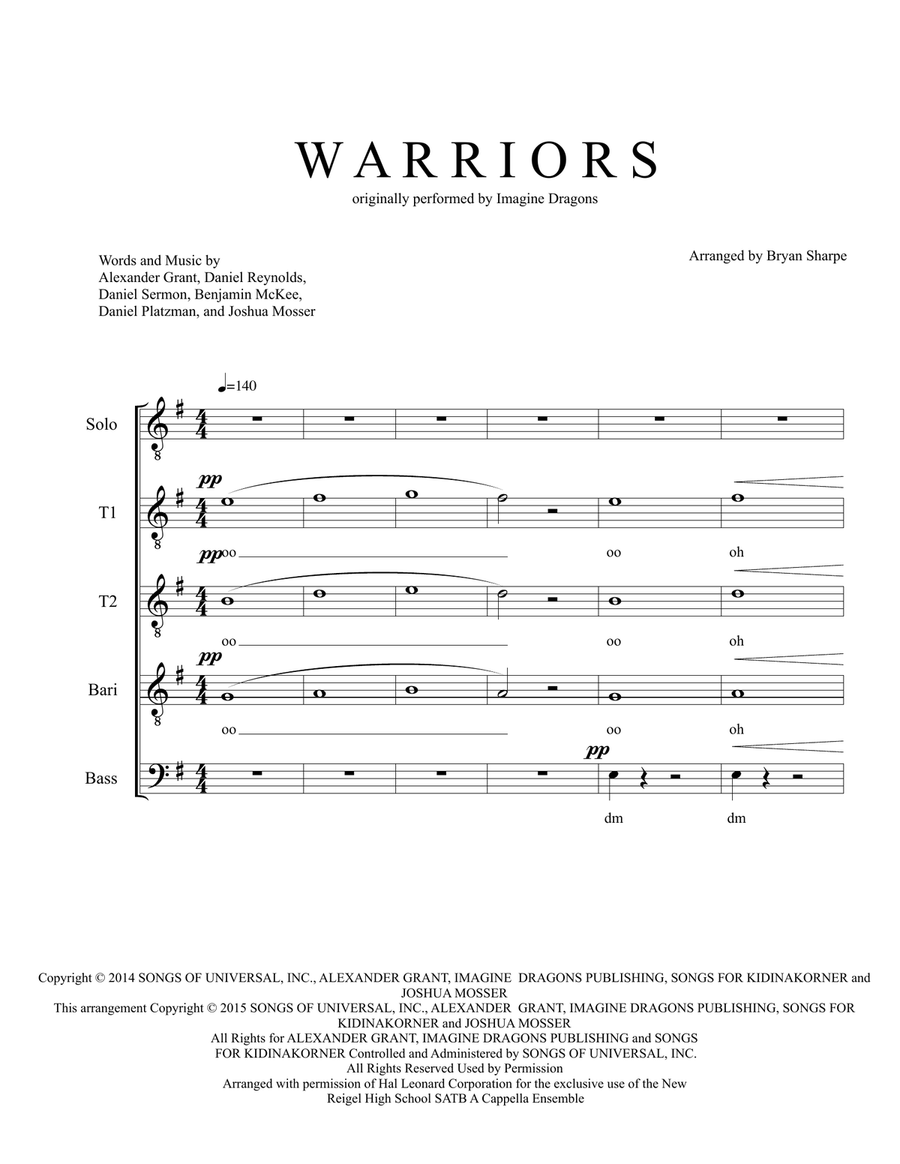 Warriors Warriors TTBB scores gallery preview page 1