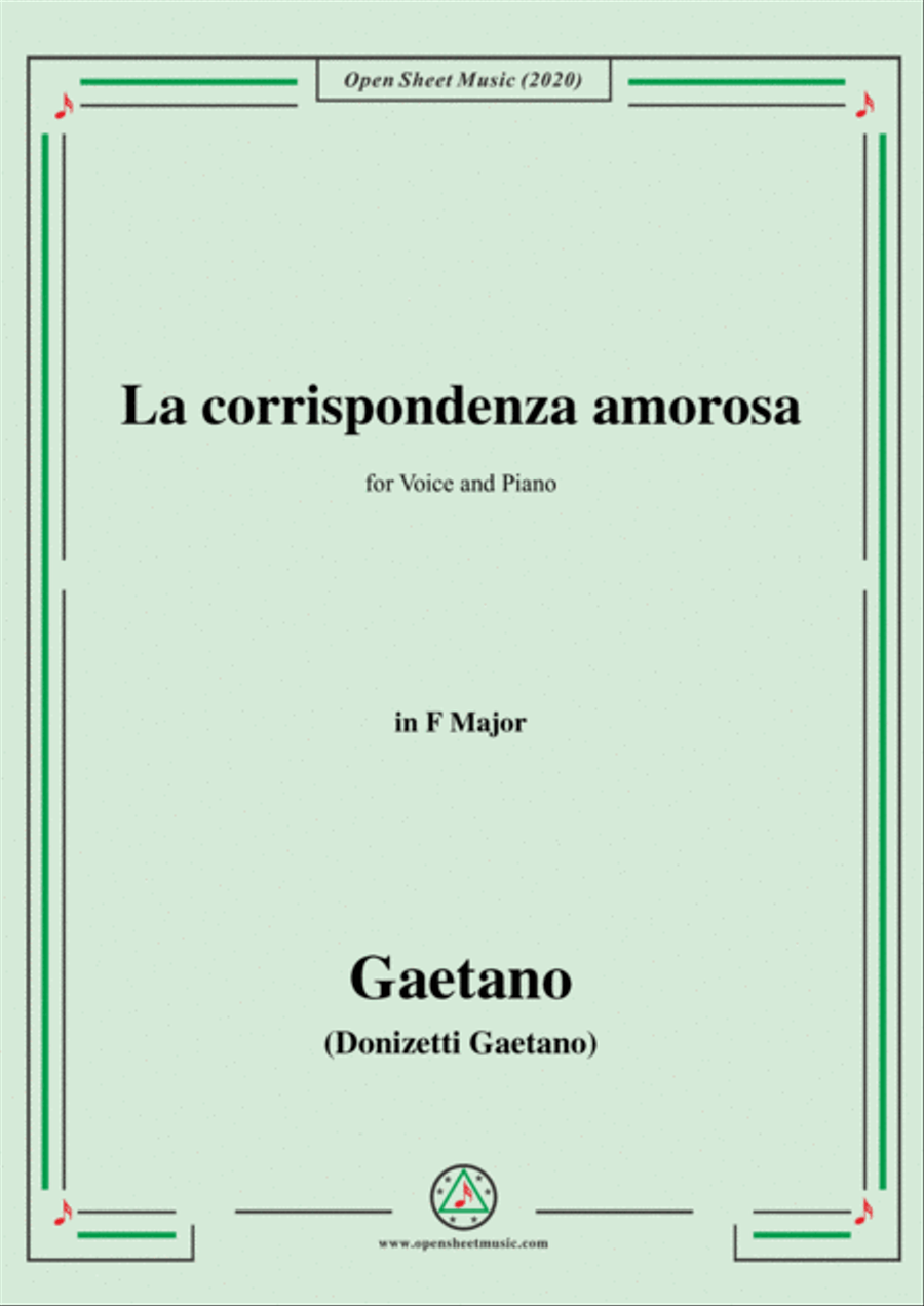 Donizetti-La corrispondenza amorosa,in F Major,for Voice and Piano Voice Solo scores gallery preview page 1