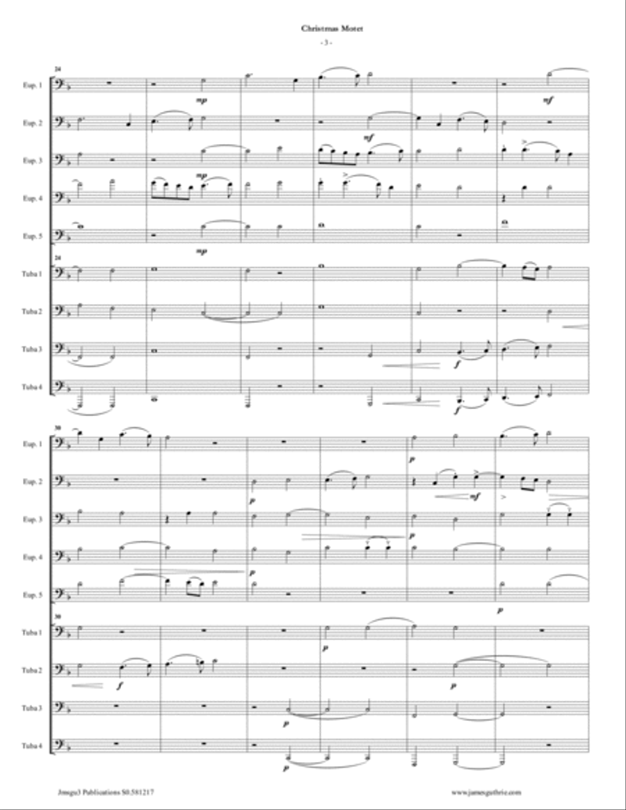 Mouton: Christmas Motet for Tuba/Euphonium Choir Choir scores gallery preview page 3