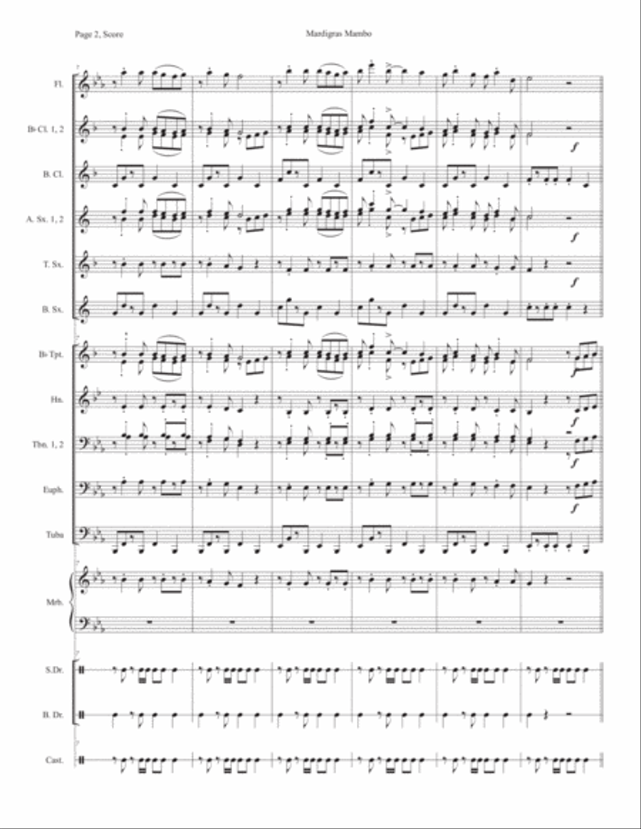 Mardigras Mambo Mardigras Mambo Concert Band scores gallery preview page 2