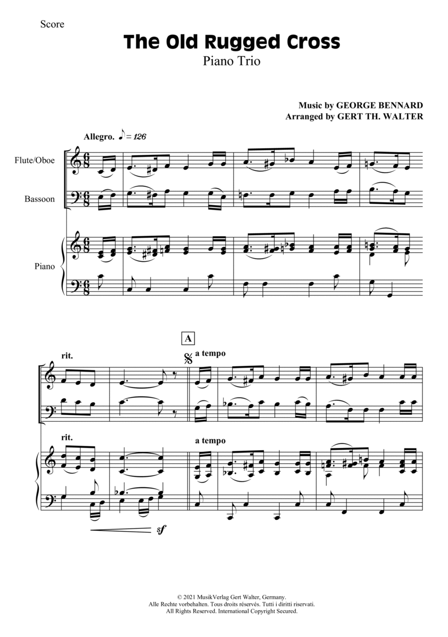 The Old Rugged Cross The Old Rugged Cross Bassoon scores gallery preview page 1