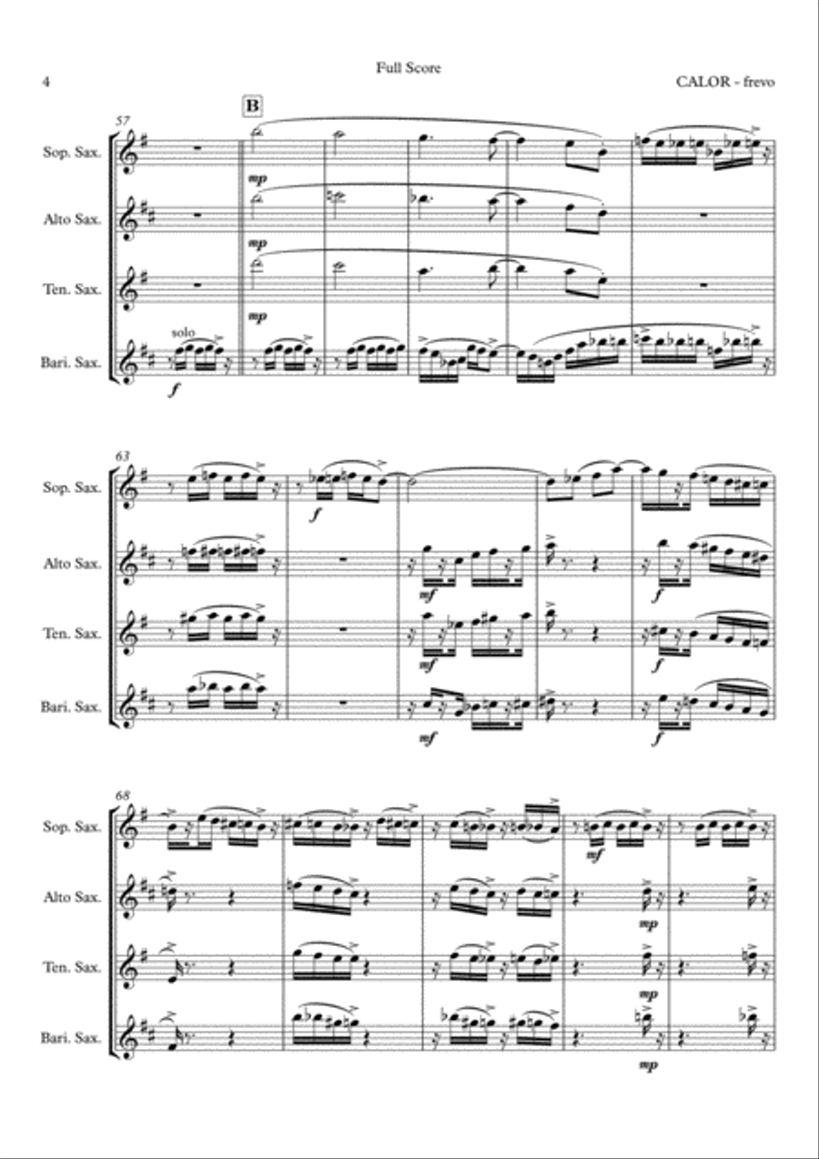 Calor (Frevo) by Dino Barioni Woodwind Quartet scores gallery preview page 4