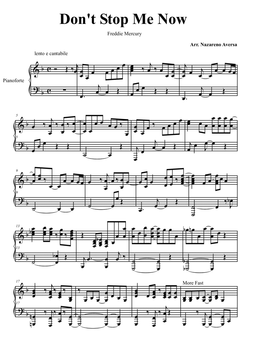 Don't Stop Me Now Piano Solo scores gallery preview page 1