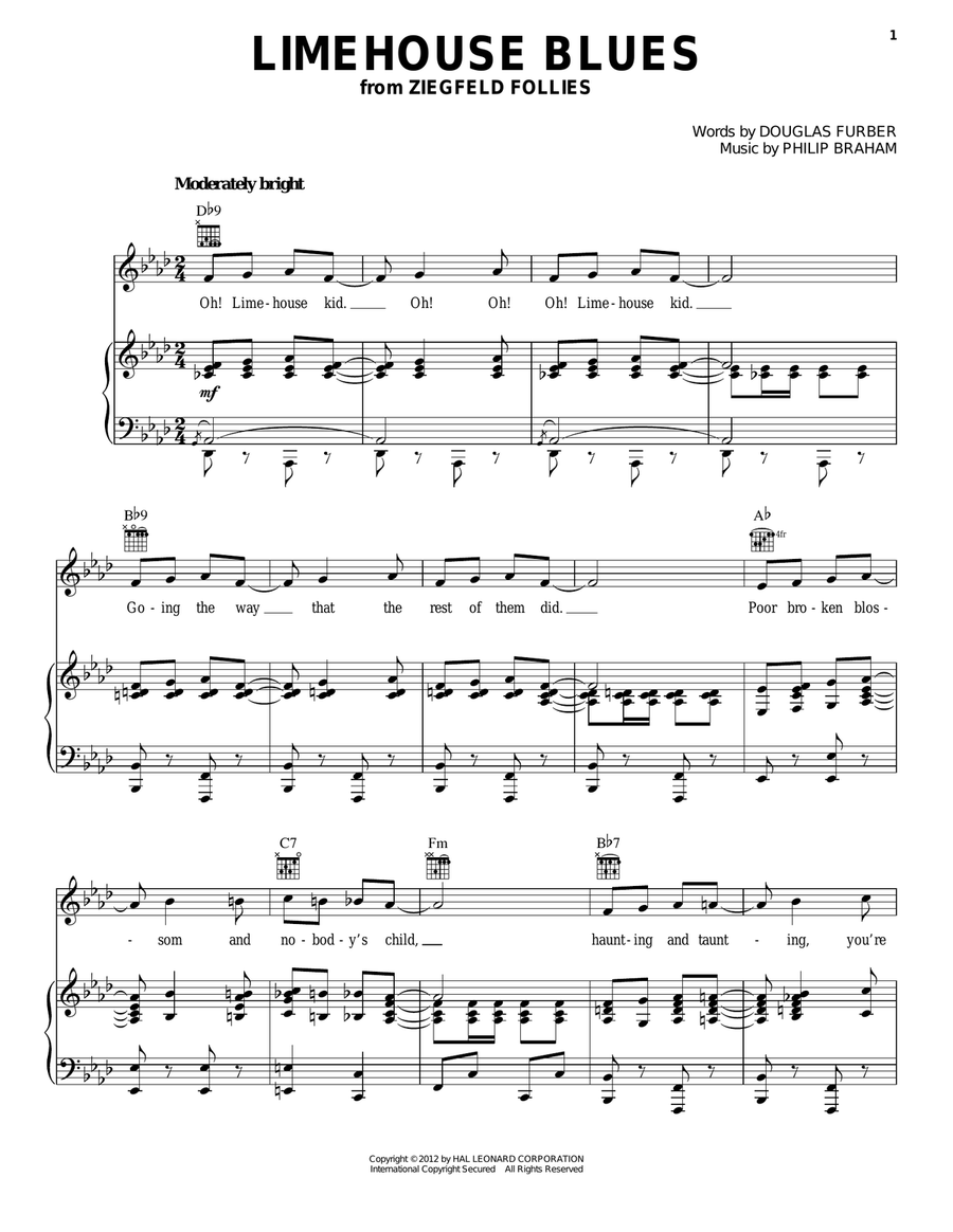 Limehouse Blues Piano, Vocal, Guitar scores gallery preview page 1