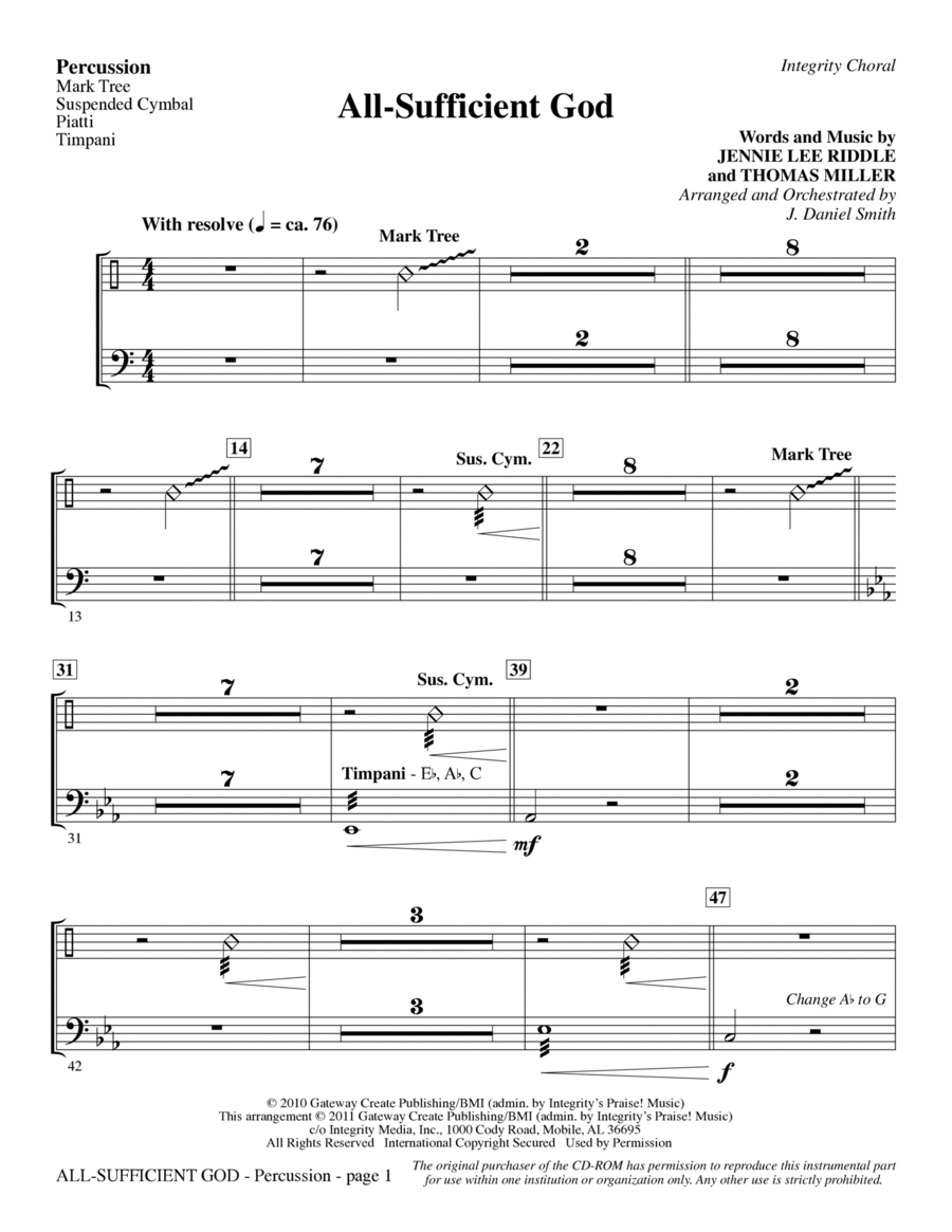 All-Sufficient God - Percussion Choir scores gallery preview page 1