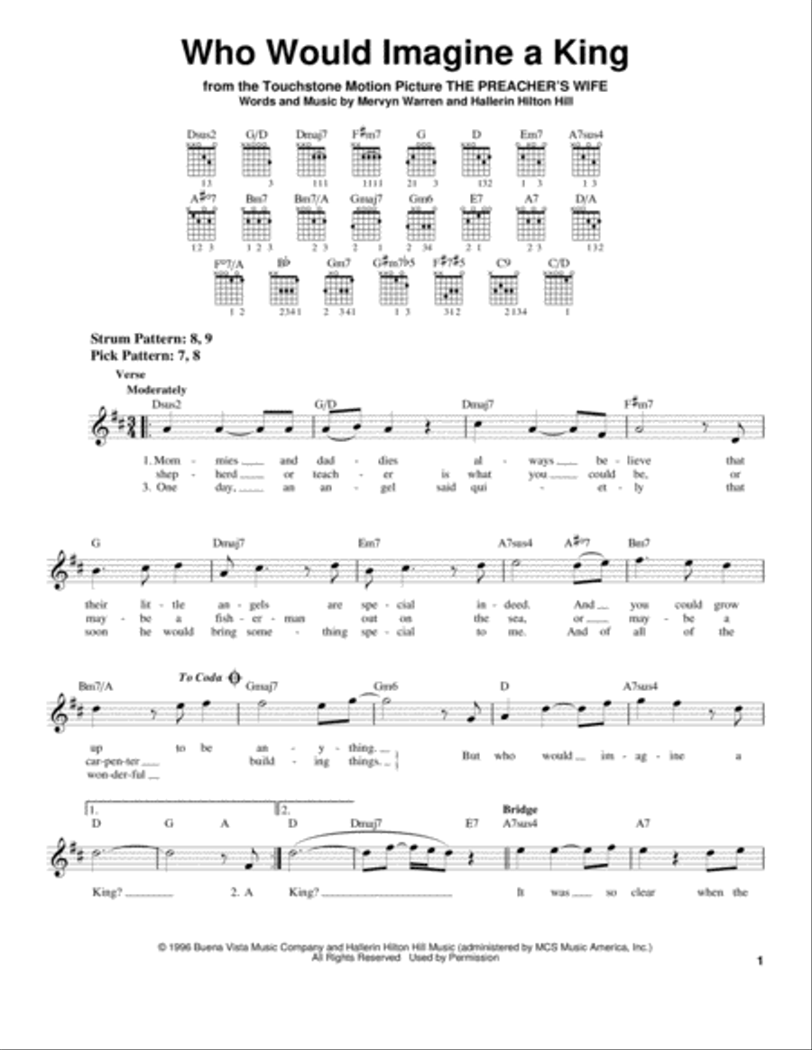 Who Would Imagine A King Who Would Imagine A King Easy Guitar scores gallery preview page 1