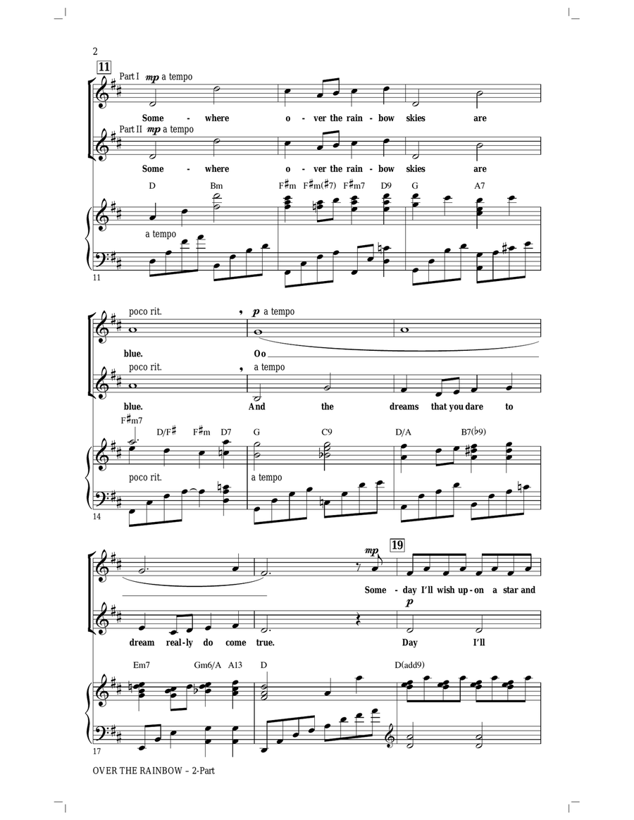 Over The Rainbow (arr. Audrey Snyder) 2-Part scores gallery preview page 2