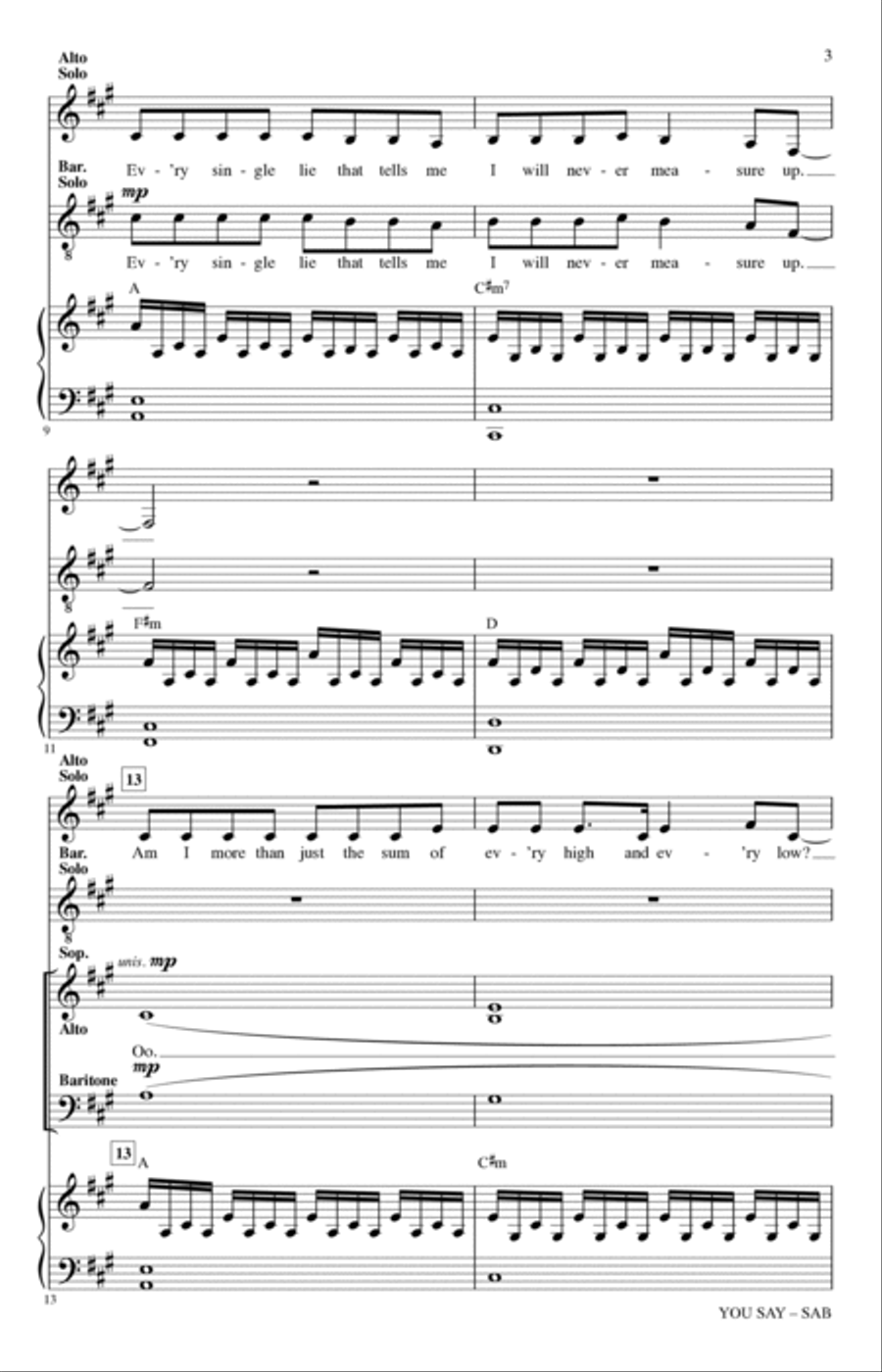 You Say (arr. Heather Sorenson) 3-Part scores gallery preview page 2
