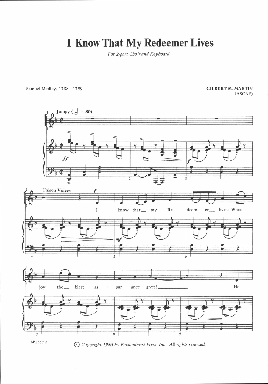 I Know That My Redeemer Lives - Martin 2-Part scores gallery preview page 2