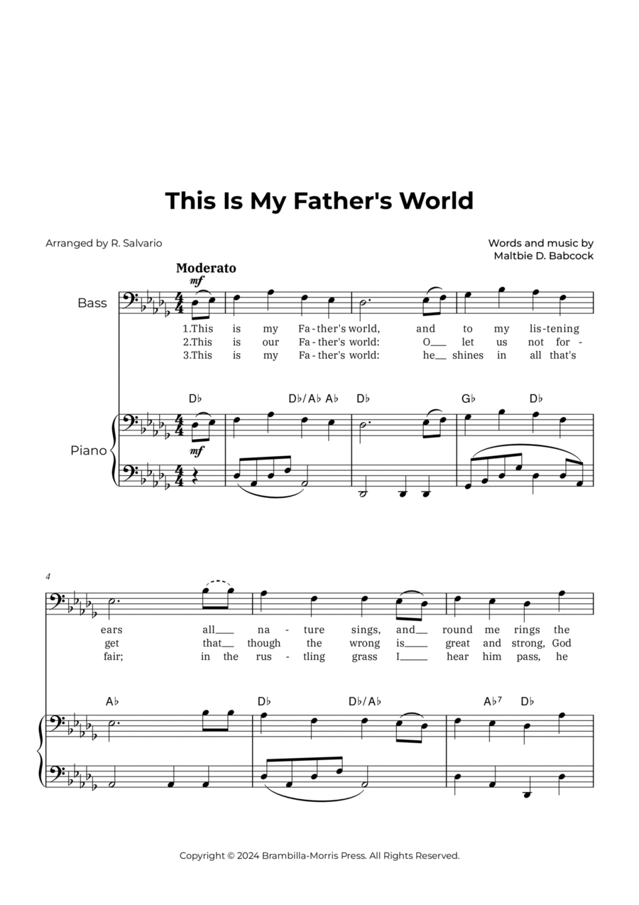 Book cover for This Is My Father's World (Key of D-Flat Major)