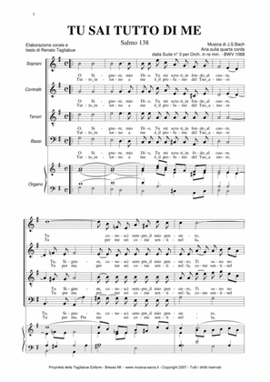 TU SAI TUTTO DI ME - Air on the G string - With parts for Choir SATB