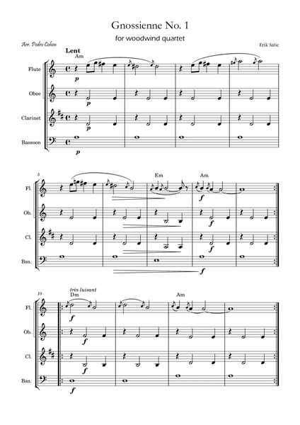 Gnossienne No. 1 – for Woodwind Quartet with chords image number null