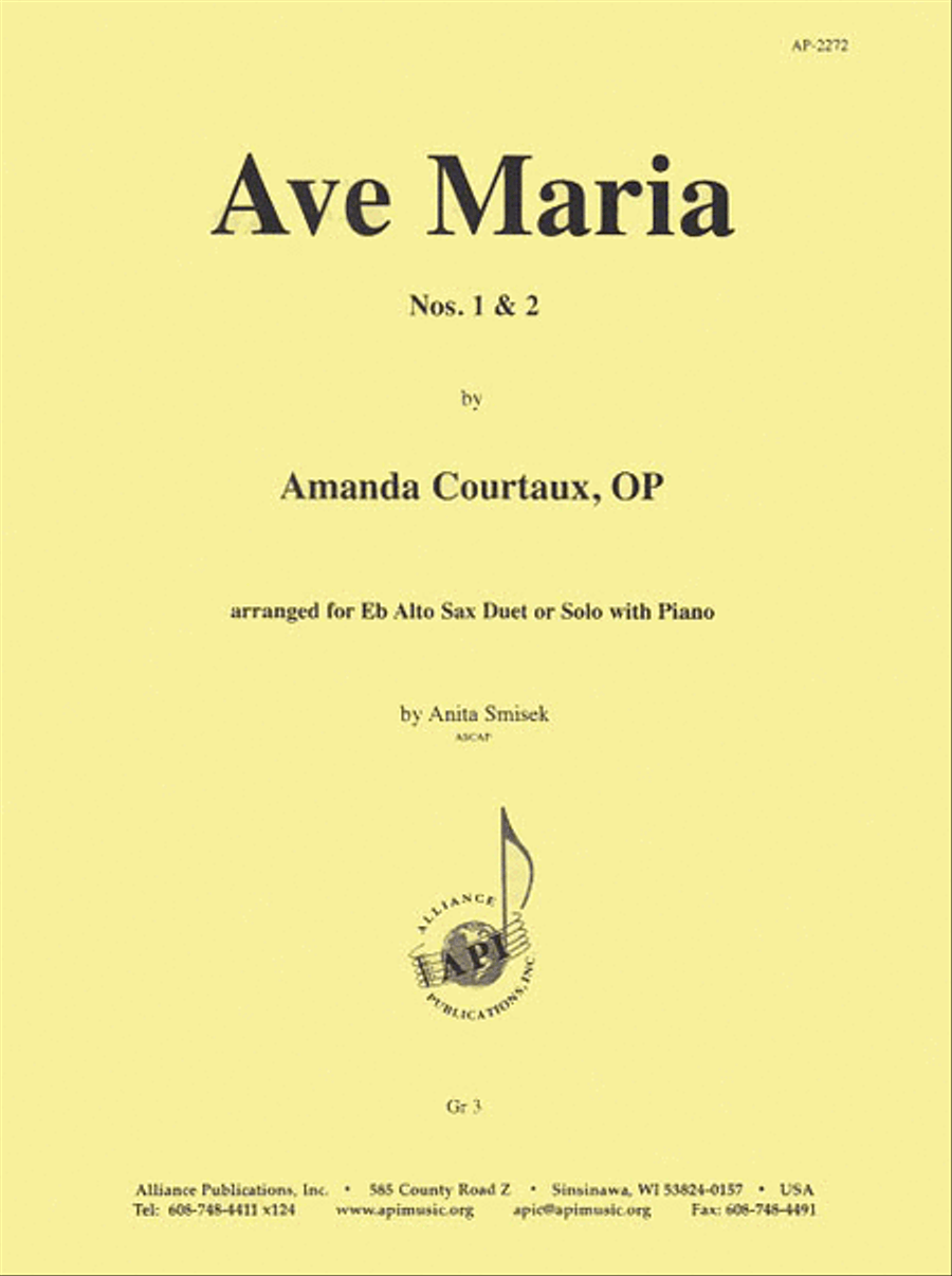 Ave Maria, No. 1 & 2 - A Sax Duo/pno Woodwind Duet scores gallery preview page 1