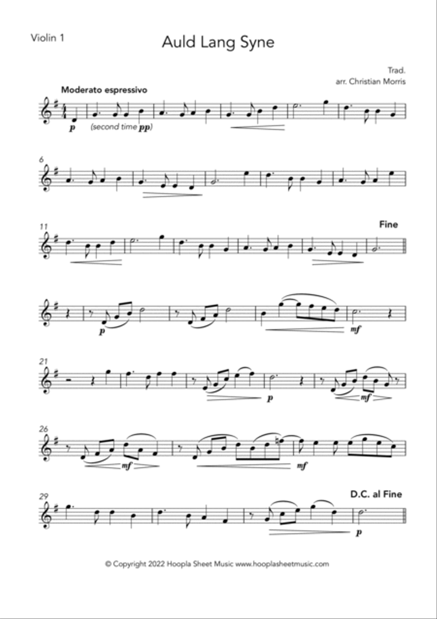 Auld Lang Syne String Quartet scores gallery preview page 3