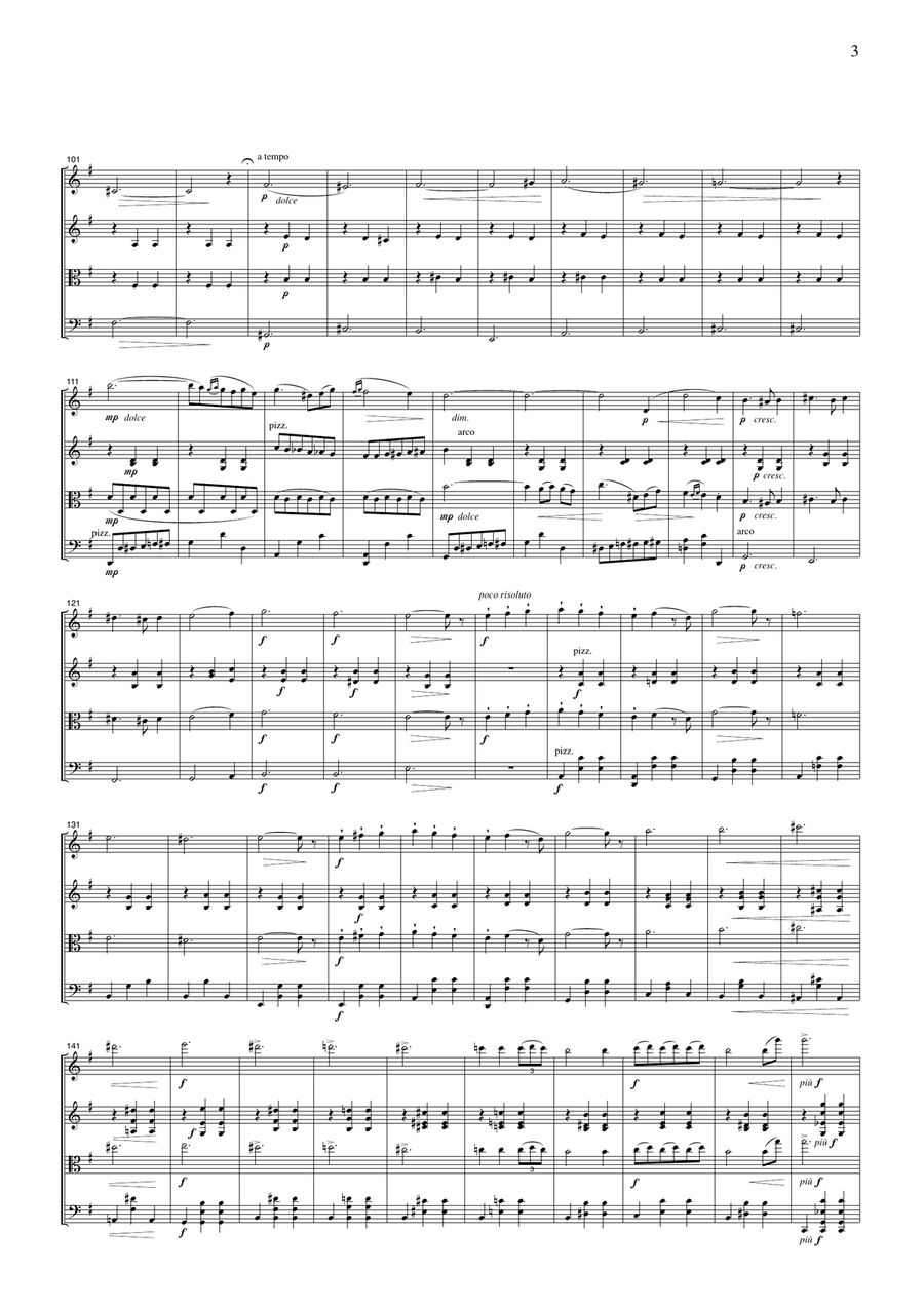 Sibelius Valse Triste, for string quartet, CS602 String Quartet scores gallery preview page 3