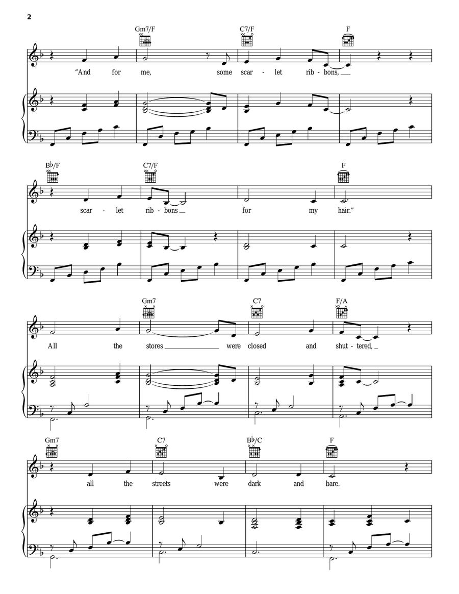 Scarlet Ribbons (For Her Hair) Acoustic Guitar scores gallery preview page 2