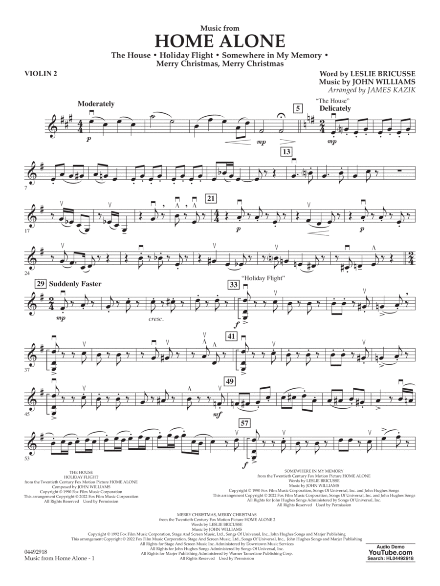 Music from Home Alone - Violin 2 String Orchestra scores gallery preview page 1