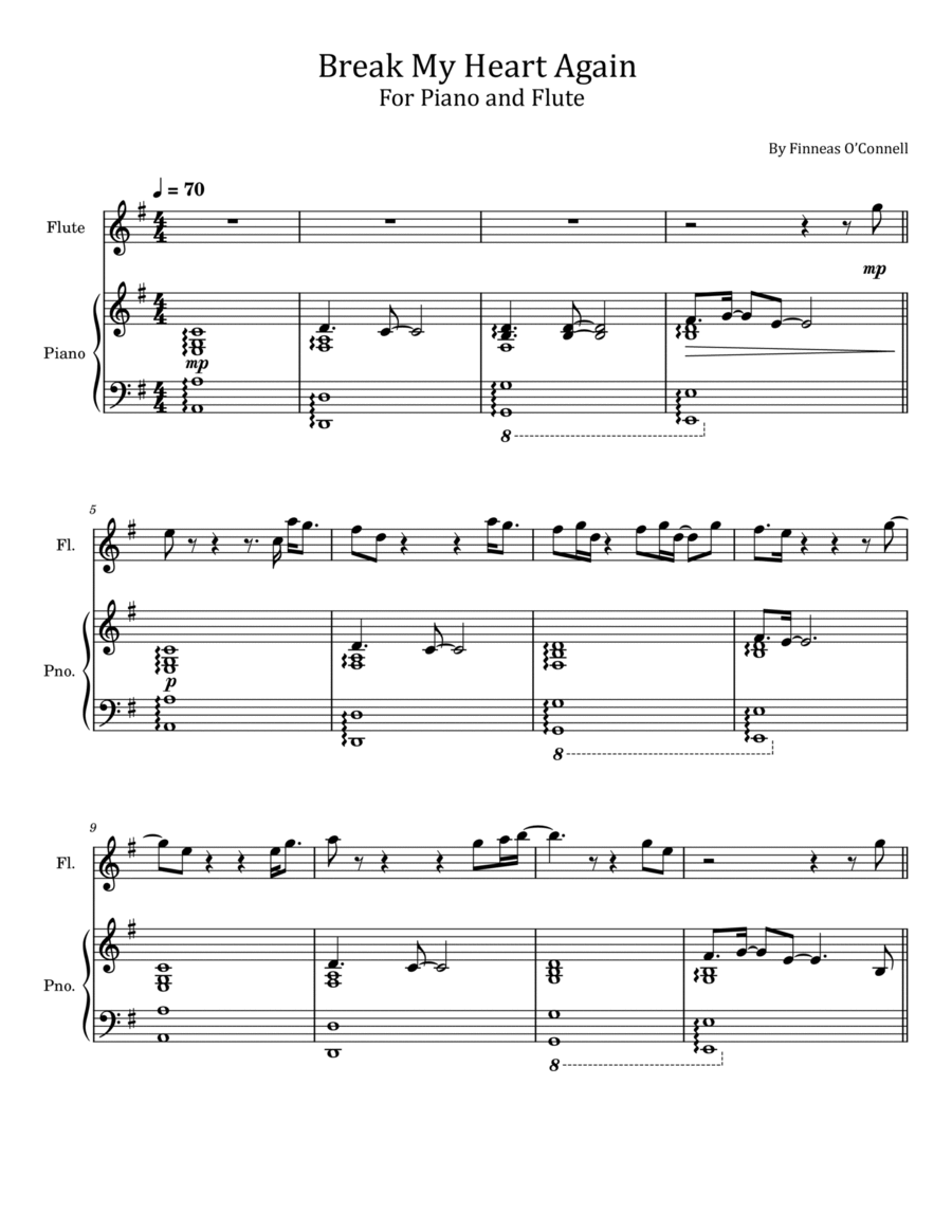Break My Heart Again Flute Solo scores gallery preview page 1