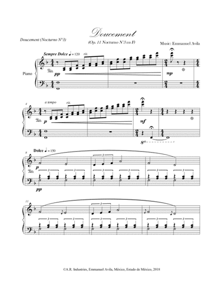 Doucement (Op. 11 Nocturne N°3 in F) image number null