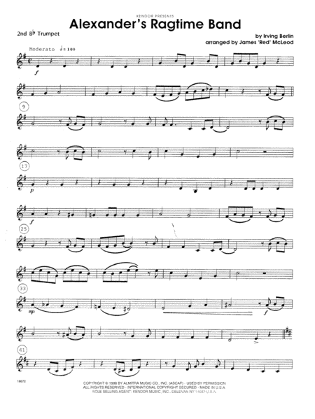 Alexander's Ragtime Band - 2nd Bb Trumpet