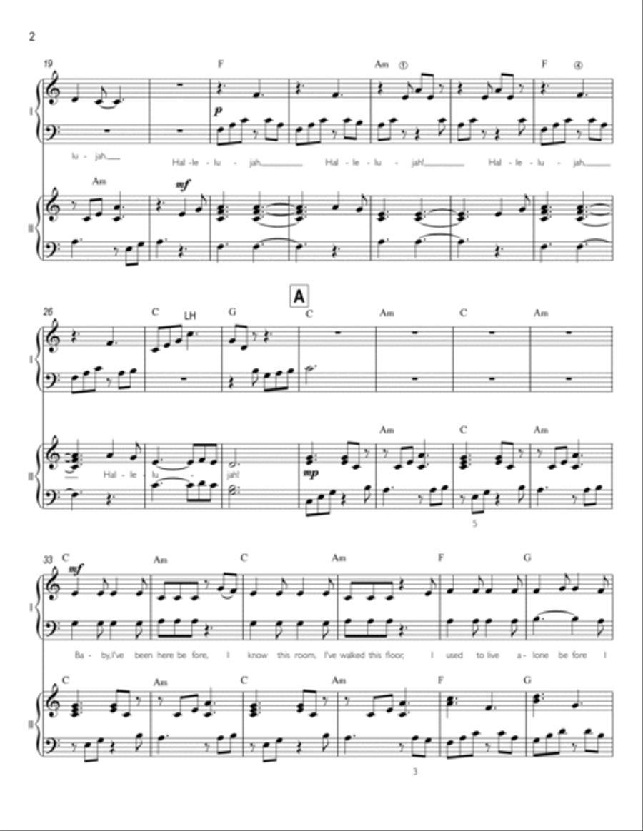 Hallelujah Easy Piano scores gallery preview page 2