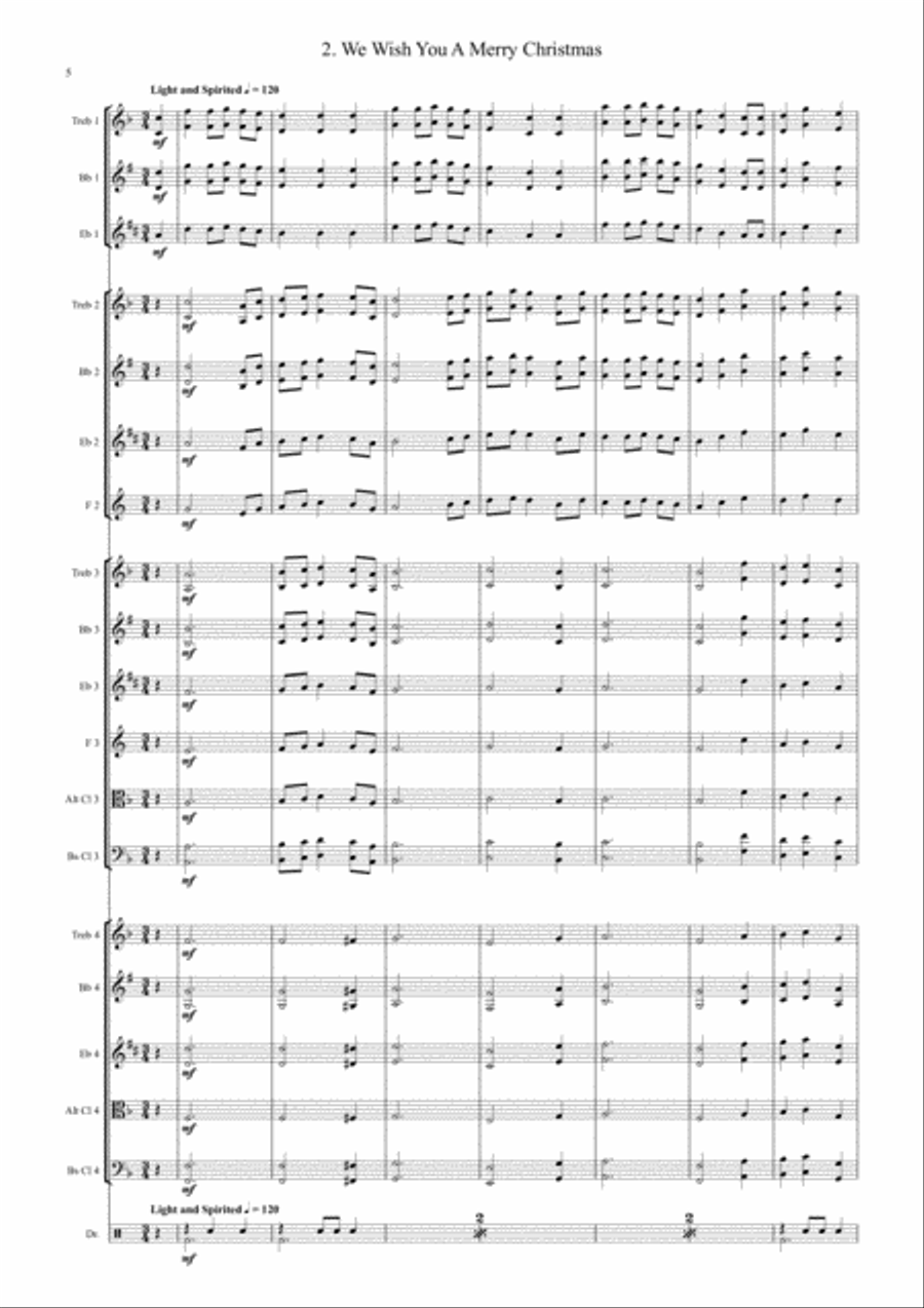 Carols for Four (or more) - 15 Carols with Flexible Instrumentation - Full Score - Score Only Concert Band scores gallery preview page 6