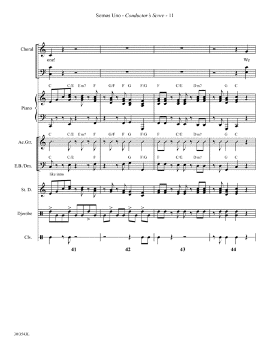 Somos Uno - Instrumental Ensemble Score and Parts Choir scores gallery preview page 13