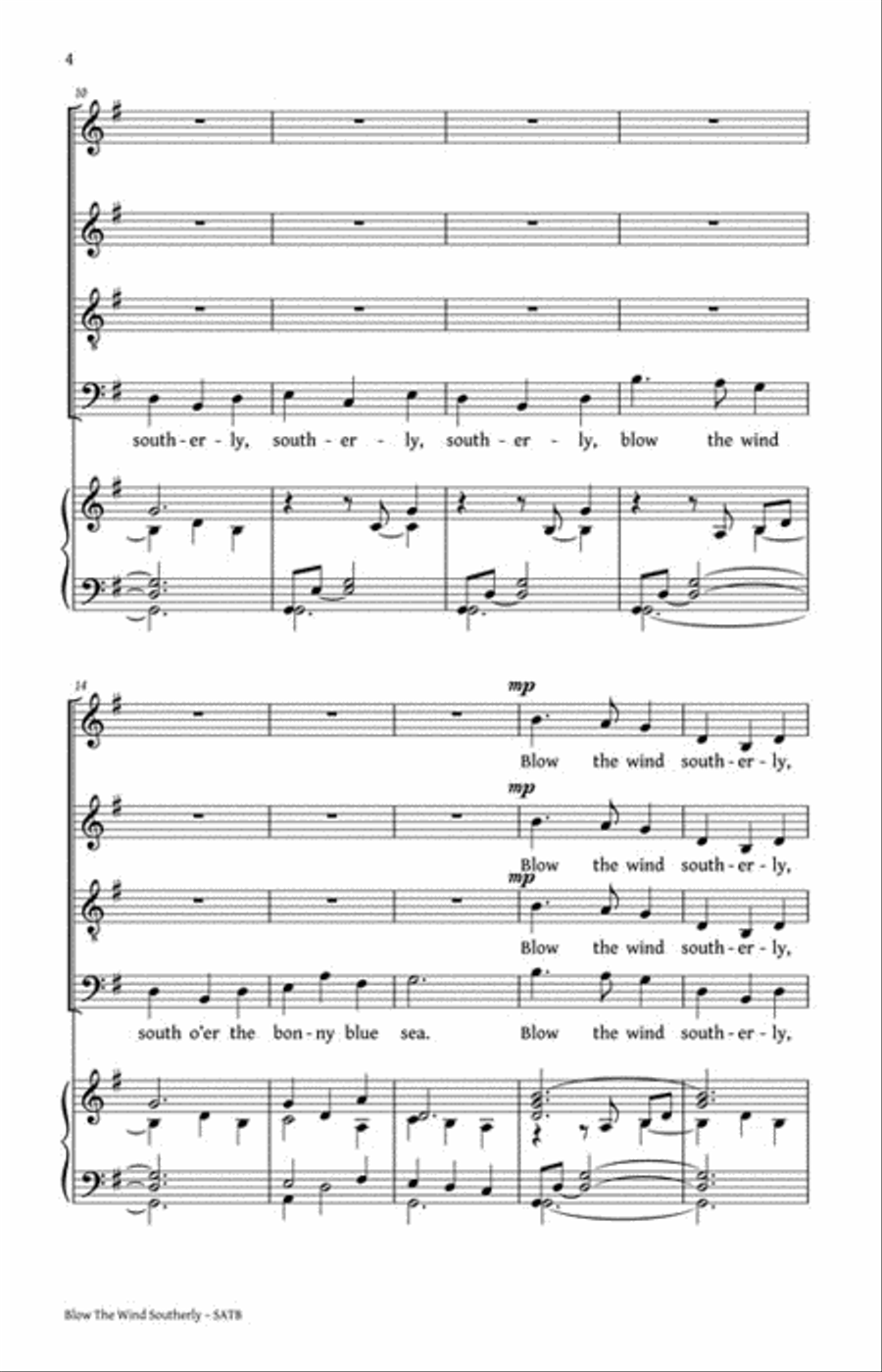 Blow the Wind Southerly 4-Part scores gallery preview page 3