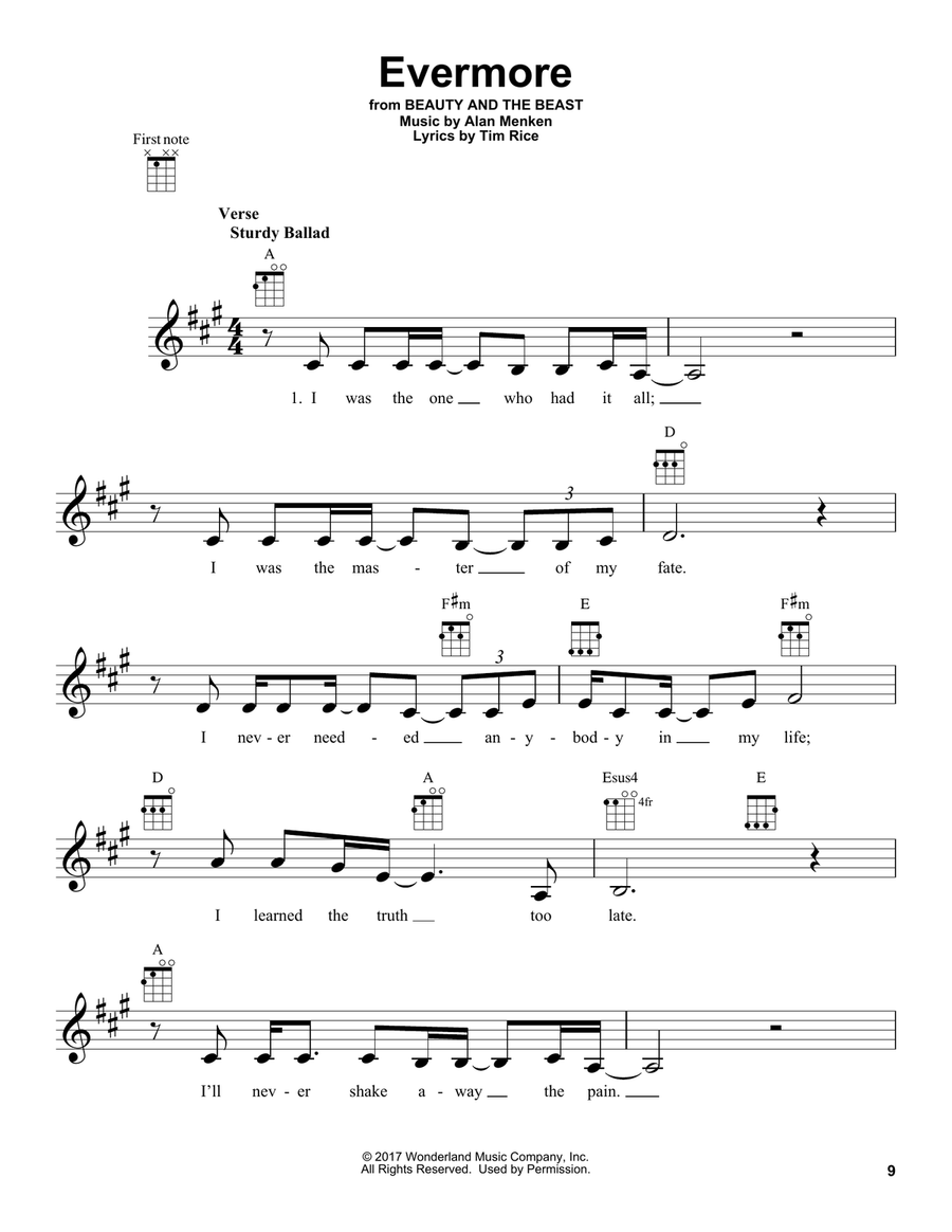 Evermore (from Beauty and the Beast) Ukulele scores gallery preview page 1