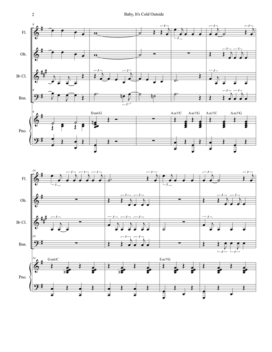 Baby, It's Cold Outside Woodwind Quartet scores gallery preview page 2
