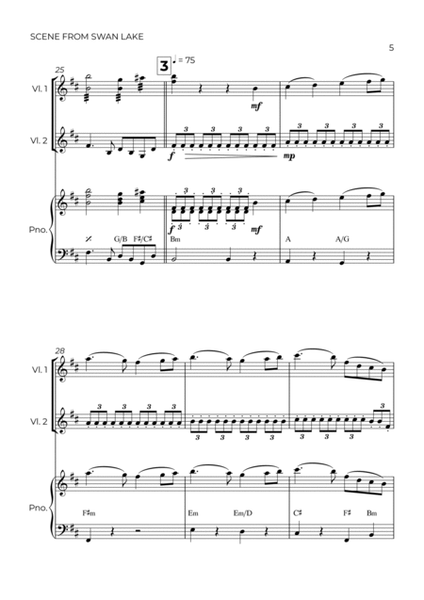 SCENE FROM SWAN LAKE - TCHAIKOVSKY - STRING PIANO TRIO (VIOLIN 1, VIOLIN 2 & PIANO) image number null
