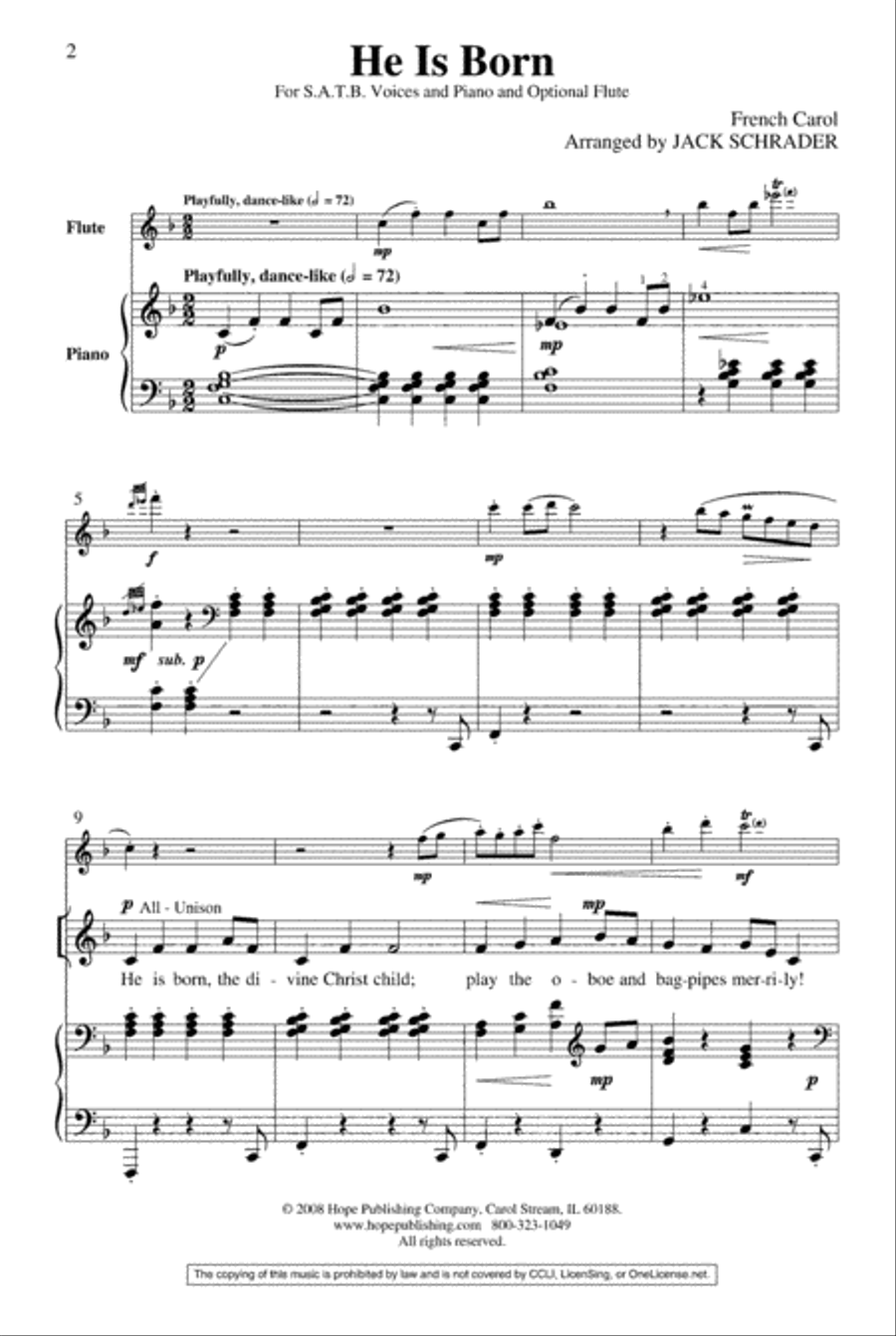 He Is Born 4-Part scores gallery preview page 2