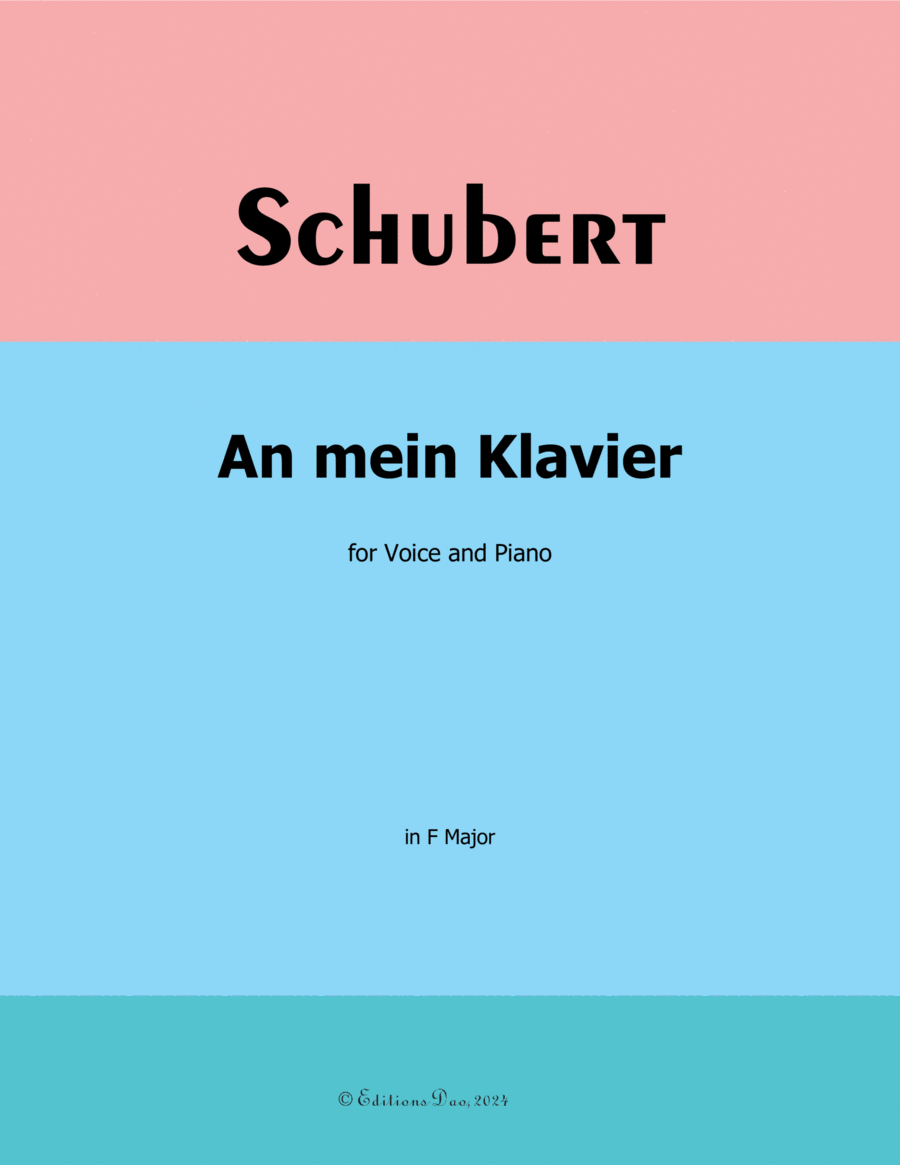 An mein Klavier, by Schubert, D.342, in F Major Voice scores gallery preview page 1