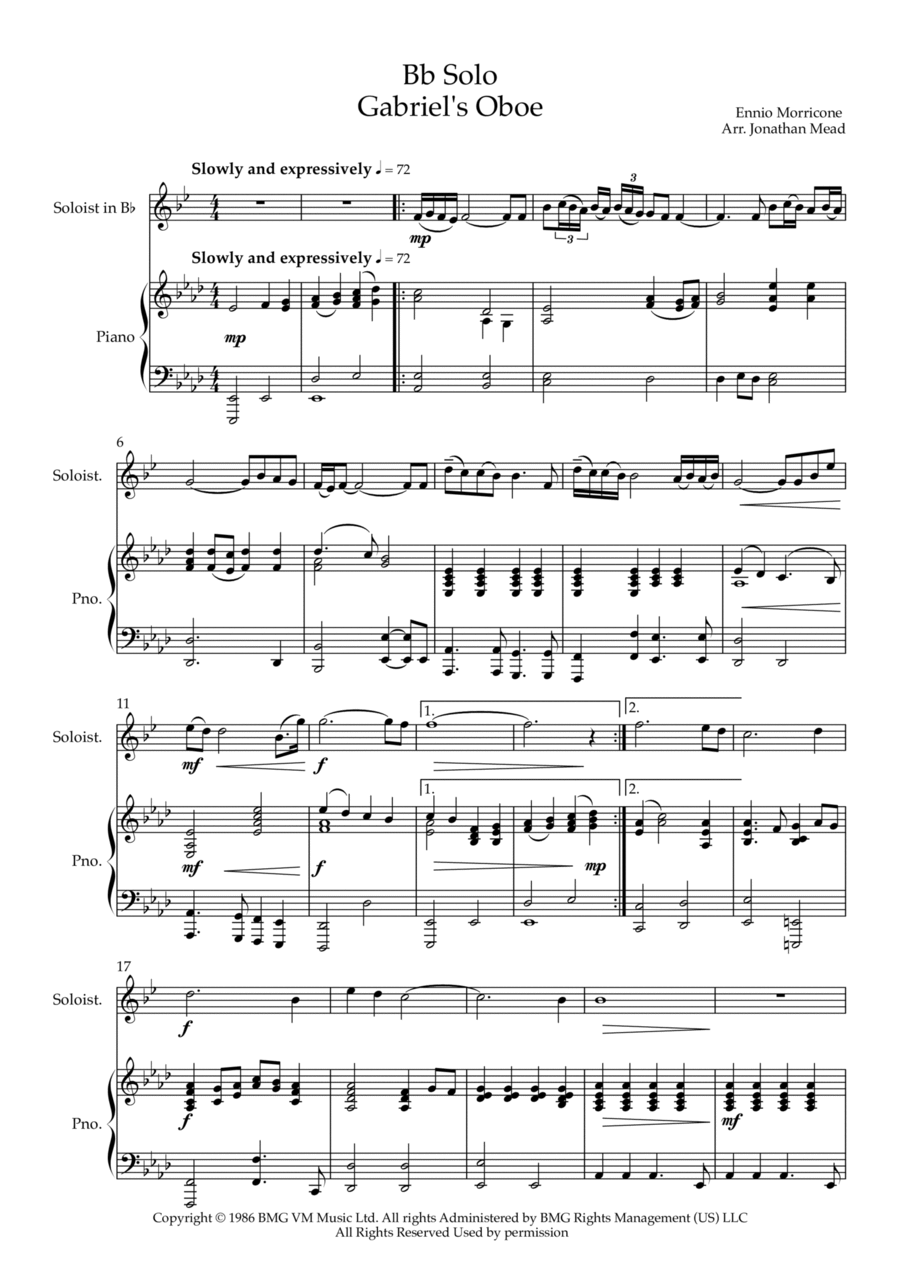 Gabriel's Oboe Trumpet Solo scores gallery preview page 1
