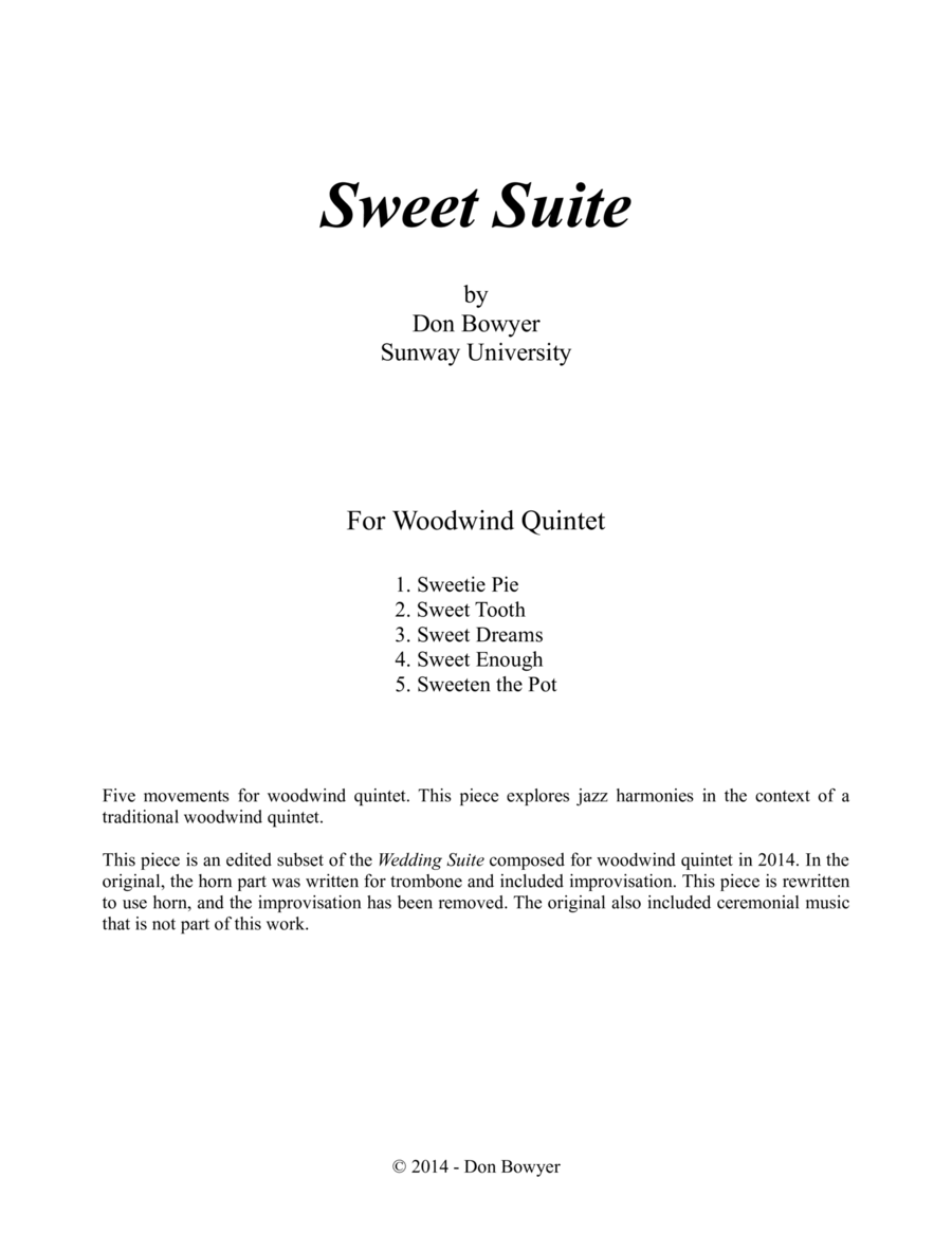 Sweet Suite Woodwind Quintet scores gallery preview page 1