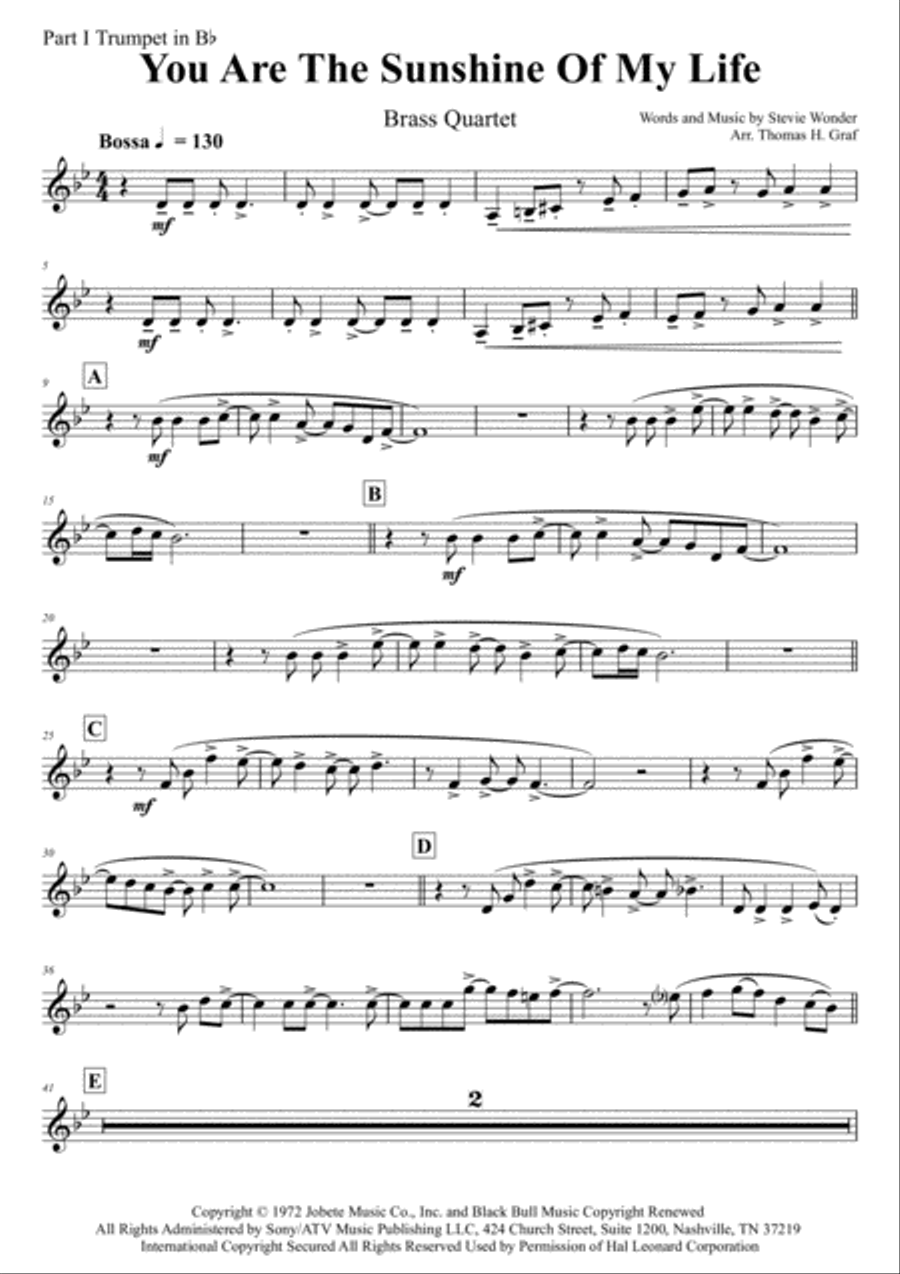 You Are The Sunshine Of My Life Euphonium scores gallery preview page 5