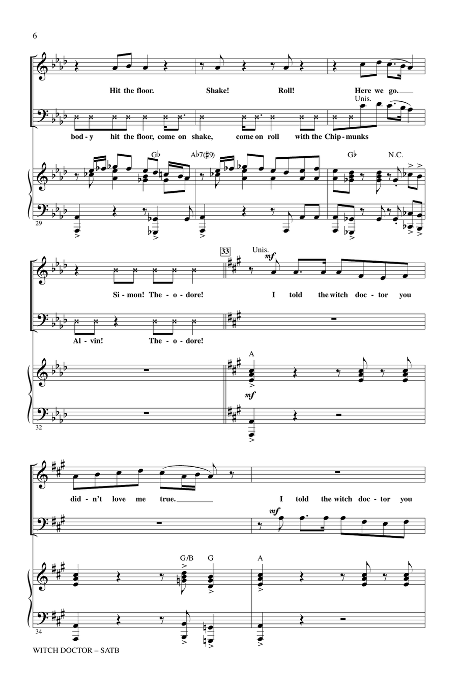 Witch Doctor (from Alvin And The Chipmunks) 4-Part scores gallery preview page 5