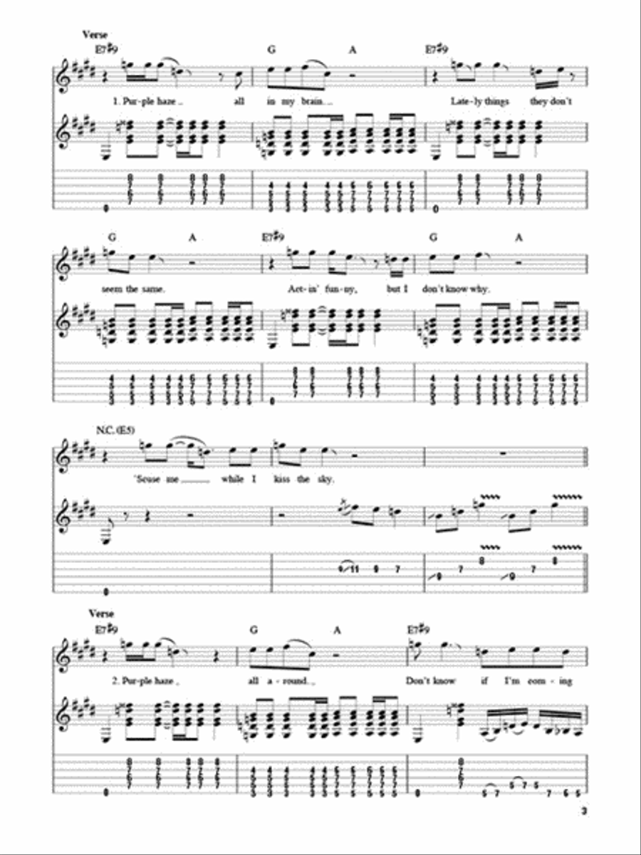 Jimi Hendrix - Smash Hits Guitar Tablature scores gallery preview page 4