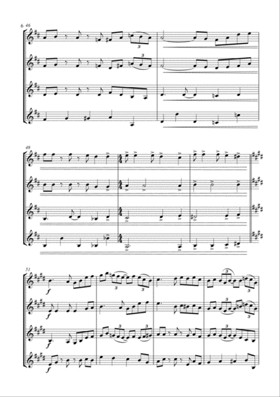 Battle Hymn of the Republic - a Jazz Arrangement - for Clarinet Quartet Clarinet Quartet scores gallery preview page 6