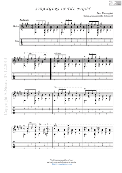 Strangers In The Night (Sheet music for guitar) image number null