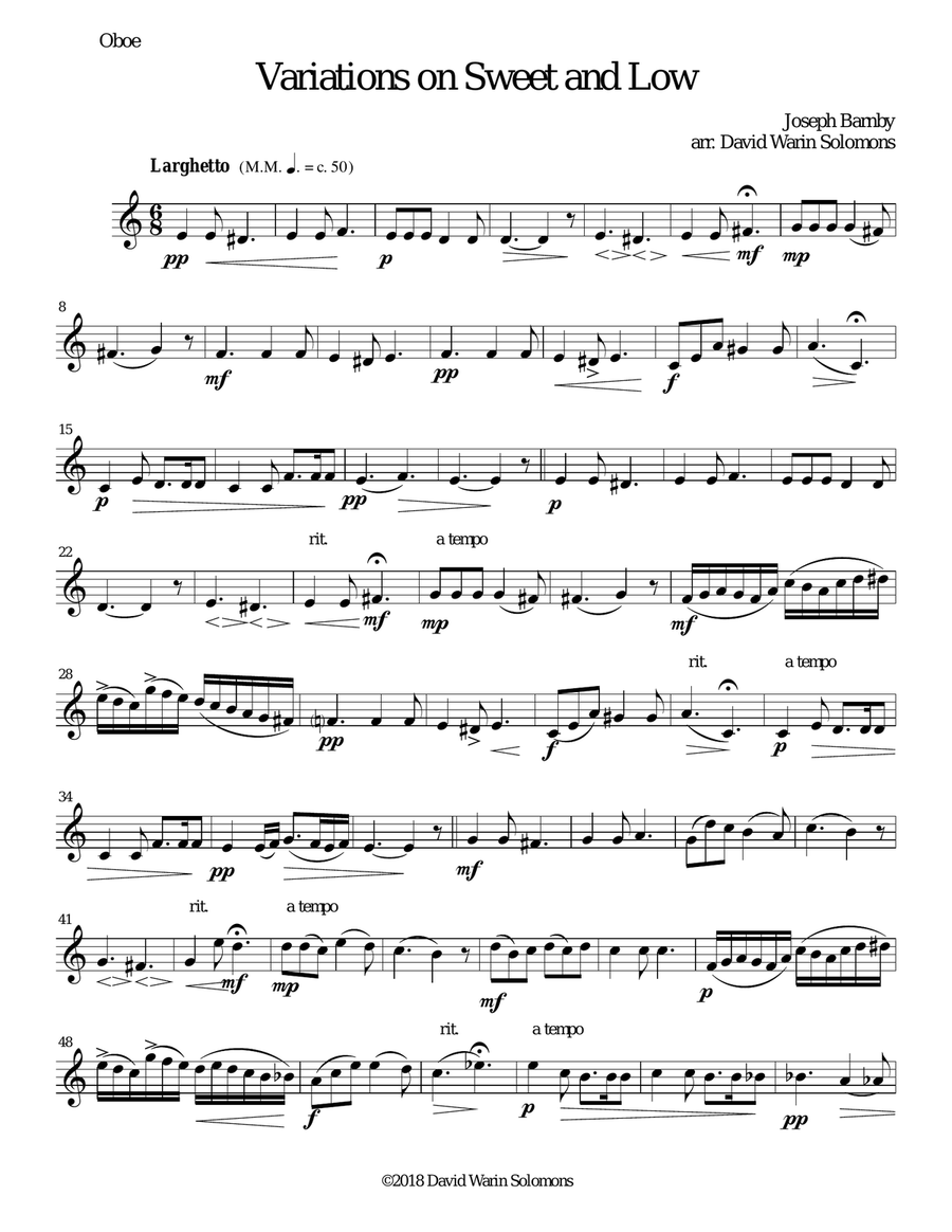 Variations on Joseph Barnby’s Sweet and Low for wind quartet Woodwind Quartet scores gallery preview page 6