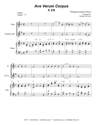 Ave Verum Corpus (Duet for Flute and Bb-Clarinet - Piano Accompaniment)