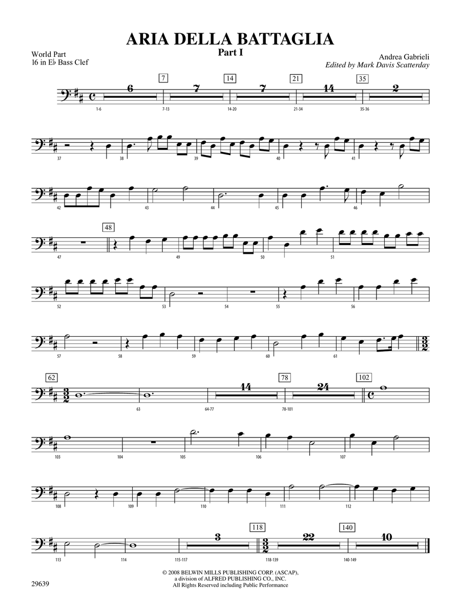 Aria Della Battaglia: (World Part) 16 in Eb Bass Clef