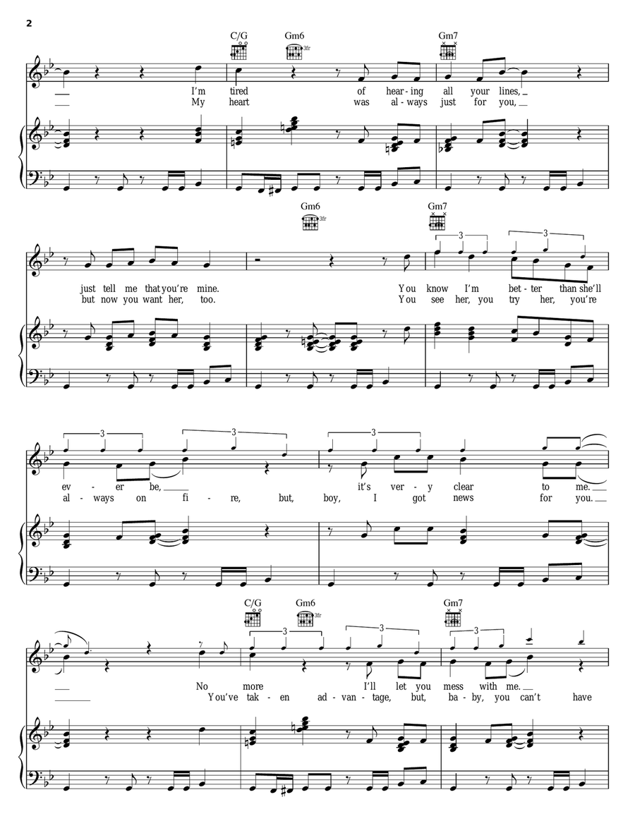 One Or The Other One Or The Other Piano, Vocal, Guitar scores gallery preview page 2